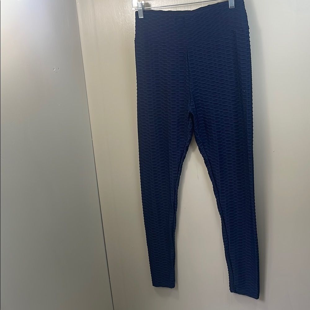 Women Navy Textured‎ Leggings size 2X/3X
